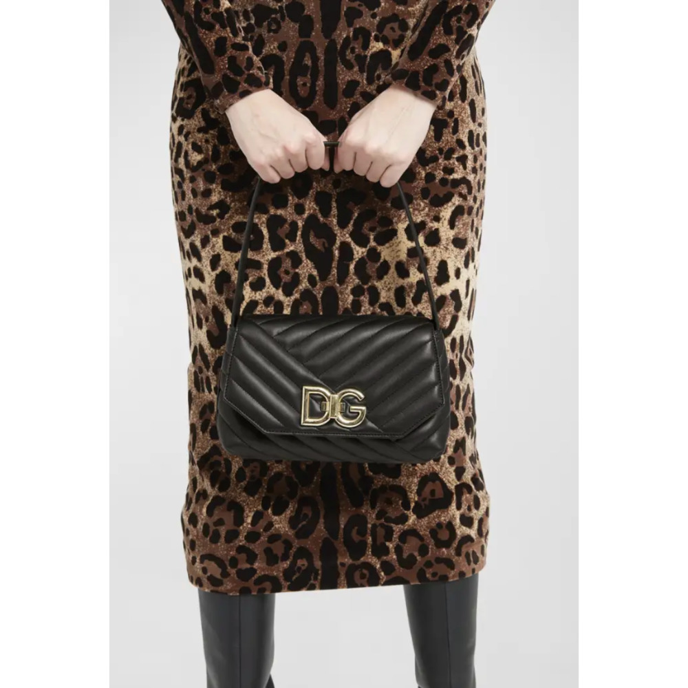 $2145 NWT DOLCE & GABBANA BLACK QUILTED LEATHER DG BAG PURSE! - Picture 5 of 13